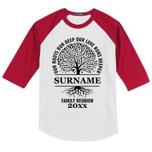 Custom Name And Year Family Reunion Our Roots Run Deep Our Love Runs Deeper Kids Colorblock Raglan Jersey