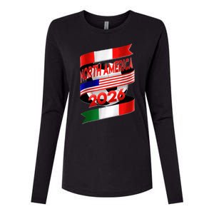 Cool North America Canada Mexico Soccer Cup 2026 Womens Cotton Relaxed Long Sleeve T-Shirt