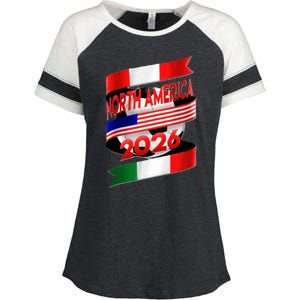 Cool North America Canada Mexico Soccer Cup 2026 Enza Ladies Jersey Colorblock Tee