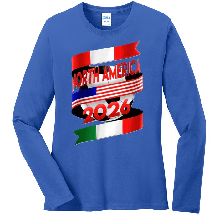 Cool North America Canada Mexico Soccer Cup 2026 Ladies Long Sleeve Shirt