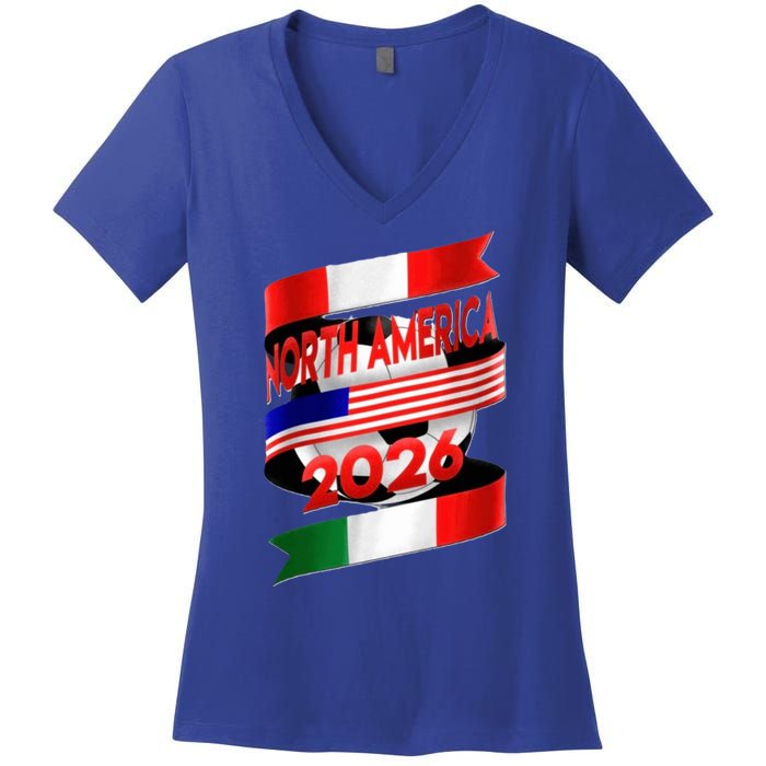 Cool North America Canada Mexico Soccer Cup 2026 Women's V-Neck T-Shirt