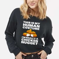 Chicken Nugget Art For Chicken Nugget Costume Cropped Pullover Crew