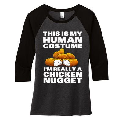 Chicken Nugget Art For Chicken Nugget Costume Women's Tri-Blend 3/4-Sleeve Raglan Shirt
