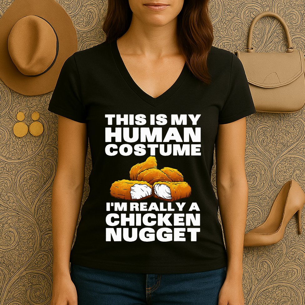 Chicken Nugget Art For Chicken Nugget Costume Women's V-Neck T-Shirt