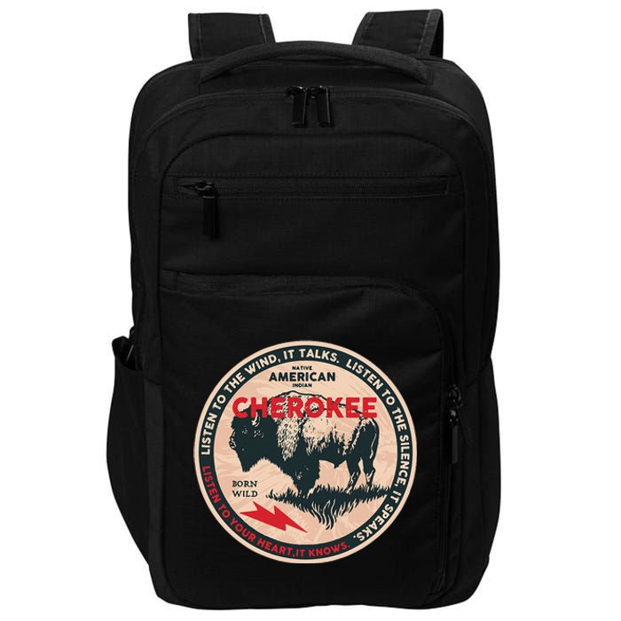 Cherokee Native American Indian Born Freedom Wild Buffalo Impact Tech Backpack