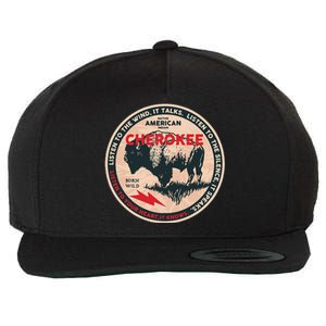 Cherokee Native American Indian Born Freedom Wild Buffalo Wool Snapback Cap