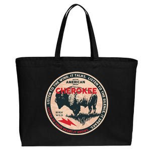 Cherokee Native American Indian Born Freedom Wild Buffalo Cotton Canvas Jumbo Tote