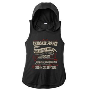 Cherokee Native American Prayer Ladies PosiCharge Tri-Blend Wicking Draft Hoodie Tank