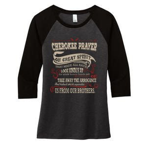 Cherokee Native American Prayer Women's Tri-Blend 3/4-Sleeve Raglan Shirt