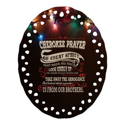 Cherokee Native American Prayer Ceramic Oval Ornament