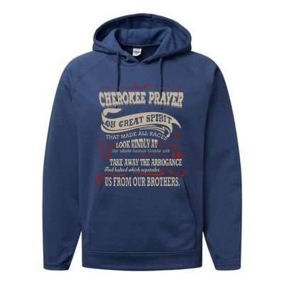 Cherokee Native American Prayer Performance Fleece Hoodie