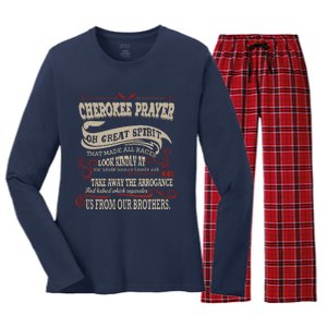 Cherokee Native American Prayer Women's Long Sleeve Flannel Pajama Set 