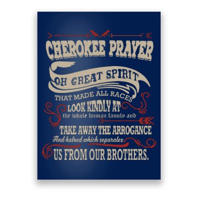 Cherokee Native American Prayer Poster