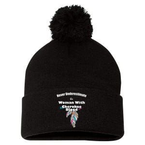 Cherokee Native American Pom Pom 12in Knit Beanie