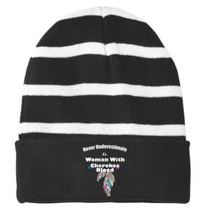 Cherokee Native American Striped Beanie with Solid Band