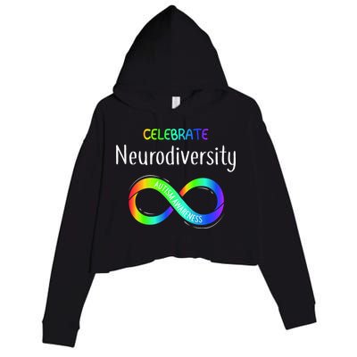 Celebrate Neurodiversity Autism Awareness Month Infinity Crop Fleece Hoodie