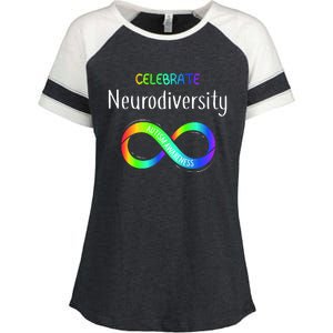 Celebrate Neurodiversity Autism Awareness Month Infinity Enza Ladies Jersey Colorblock Tee