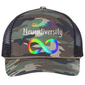 Celebrate Neurodiversity Autism Awareness Month Infinity Retro Rope Trucker Hat Cap