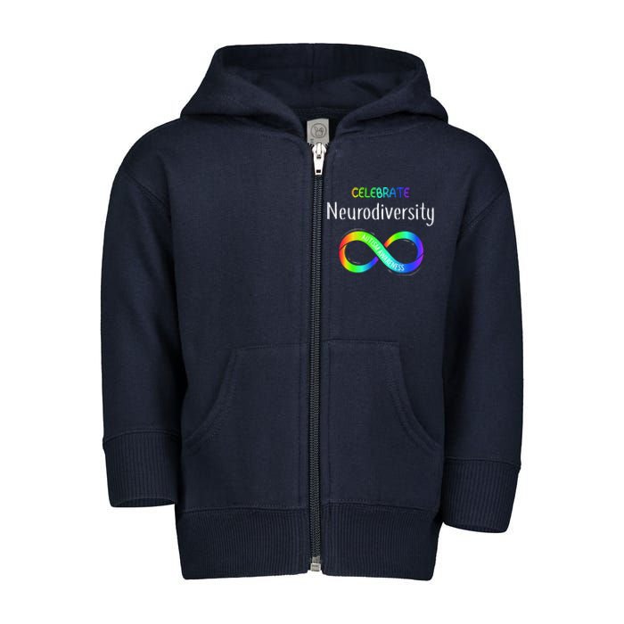 Celebrate Neurodiversity Autism Awareness Month Infinity Toddler Zip Fleece Hoodie