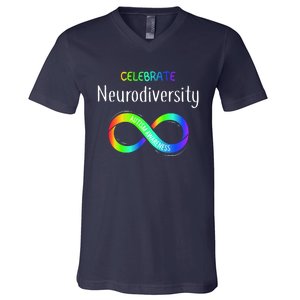 Celebrate Neurodiversity Autism Awareness Month Infinity V-Neck T-Shirt