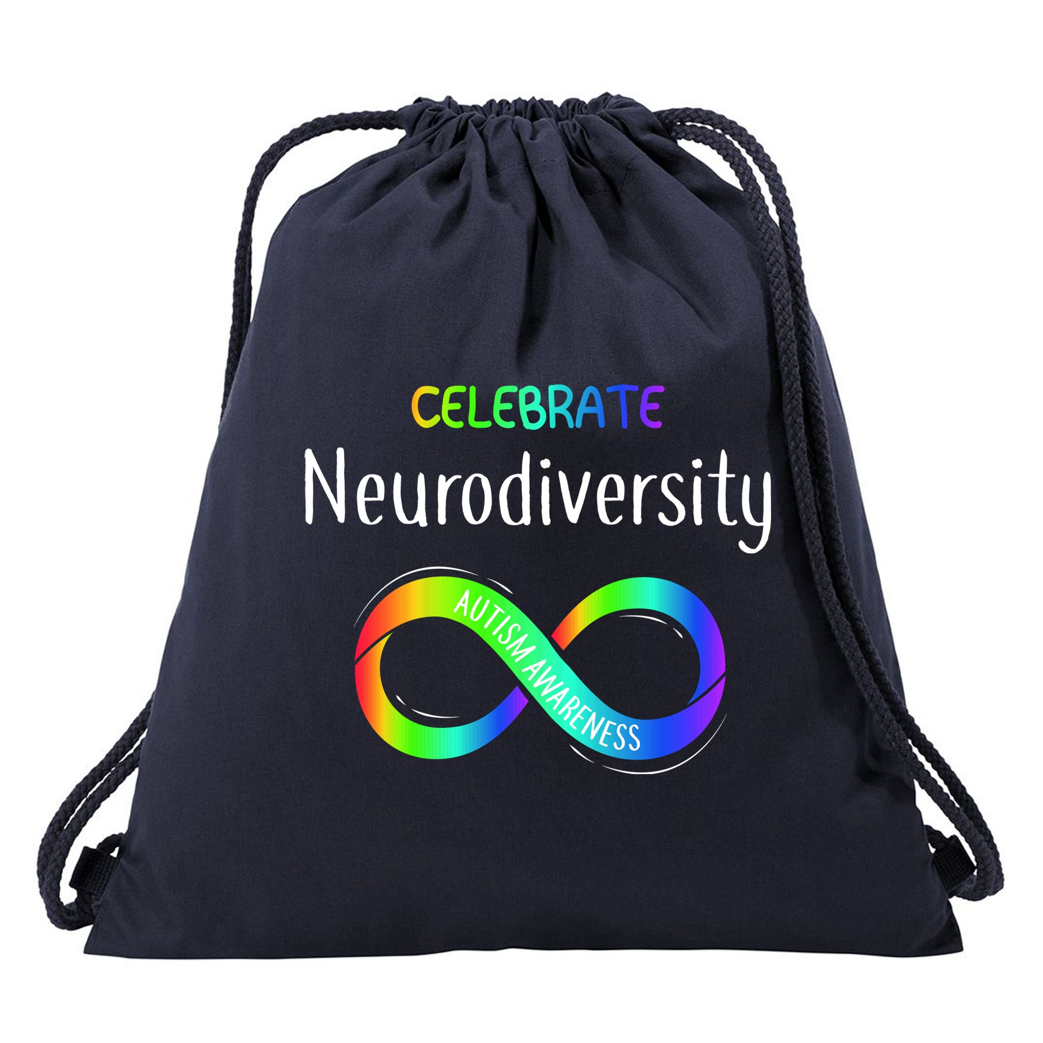 Celebrate Neurodiversity Autism Awareness Month Infinity Drawstring Bag
