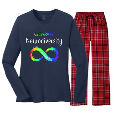 Celebrate Neurodiversity Autism Awareness Month Infinity Women's Long Sleeve Flannel Pajama Set 