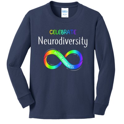 Celebrate Neurodiversity Autism Awareness Month Infinity Kids Long Sleeve Shirt