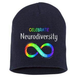 Celebrate Neurodiversity Autism Awareness Month Infinity Short Acrylic Beanie