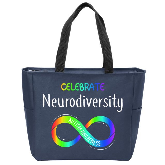 Celebrate Neurodiversity Autism Awareness Month Infinity Zip Tote Bag