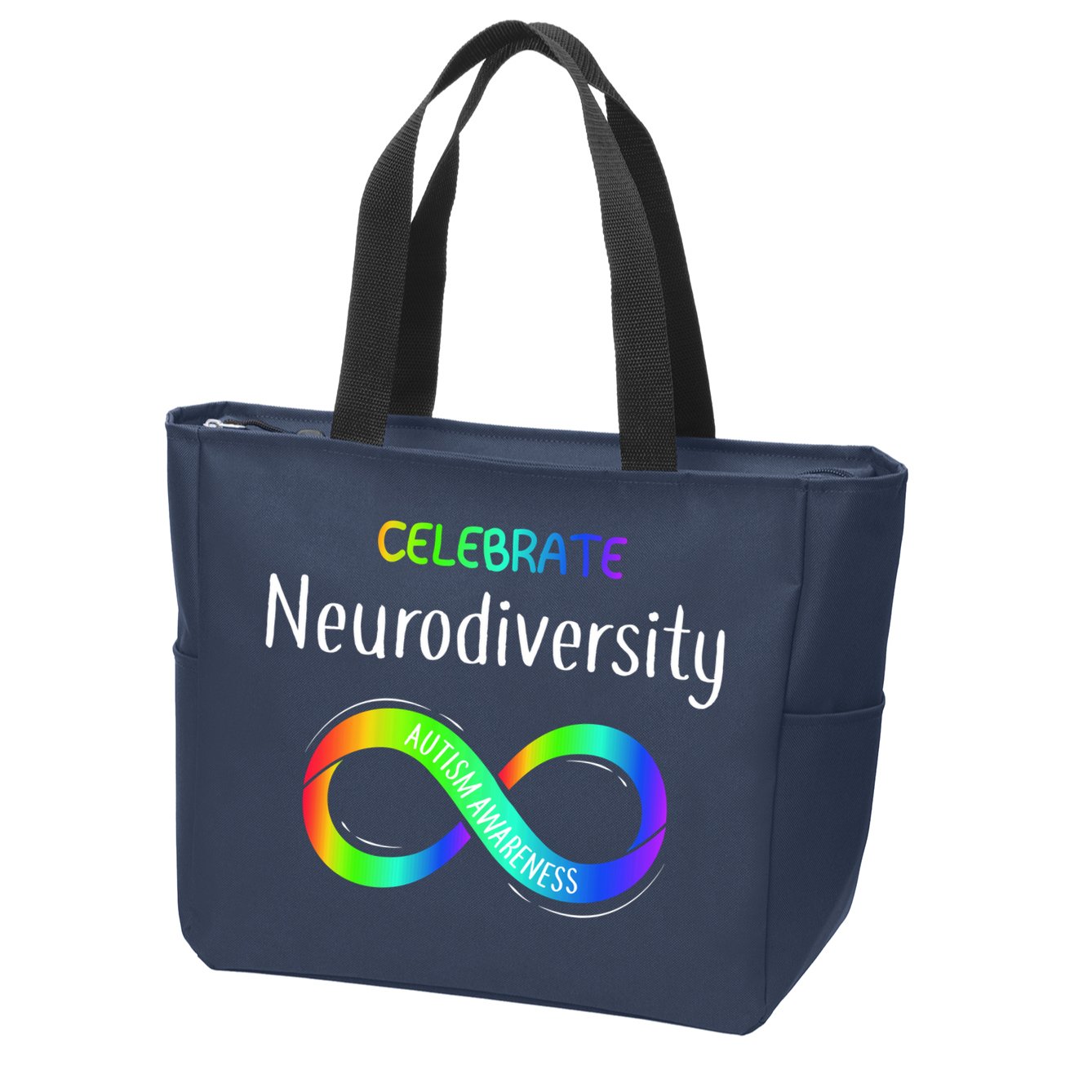 Celebrate Neurodiversity Autism Awareness Month Infinity Zip Tote Bag