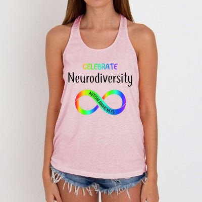 Celebrate Neurodiversity Autism Awareness Month Infinity Women's Knotted Racerback Tank