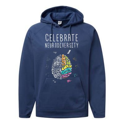 Celebrate Neurodiversity ADHD Autism ASD Awareness Gift Performance Fleece Hoodie