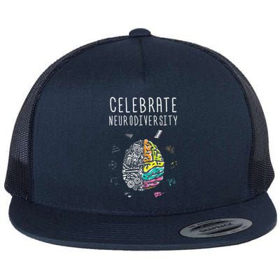 Celebrate Neurodiversity ADHD Autism ASD Awareness Gift Flat Bill Trucker Hat