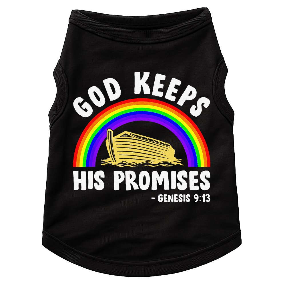 Christian Noah Ark Jesus God Keeps His Promises Rainbow Doggie Tank