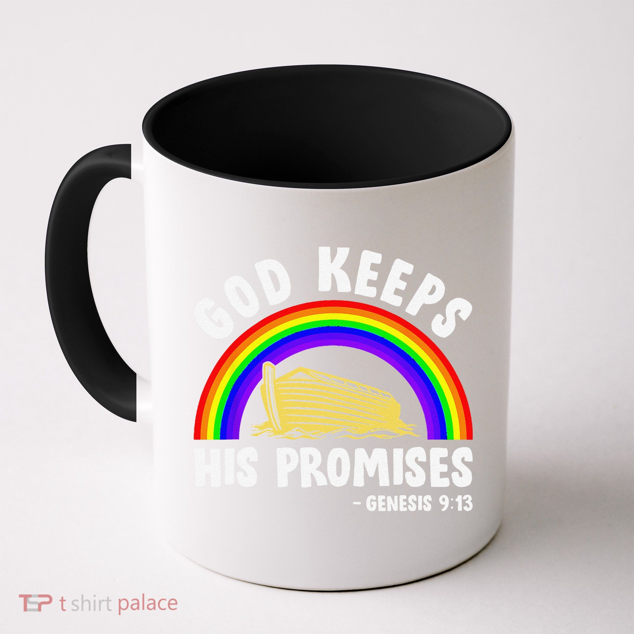 Christian Noah Ark Jesus God Keeps His Promises Rainbow Mug