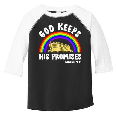 Christian Noah Ark Jesus God Keeps His Promises Rainbow Toddler Fine Jersey T-Shirt