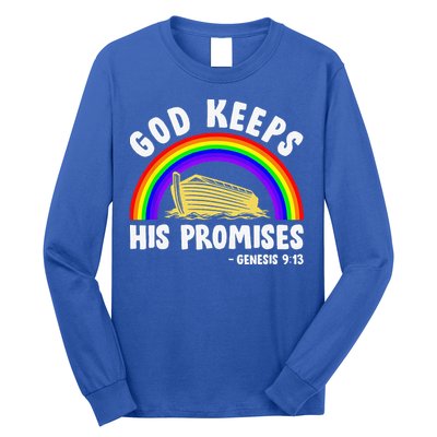 Christian Noah Ark Jesus God Keeps His Promises Rainbow Long Sleeve Shirt