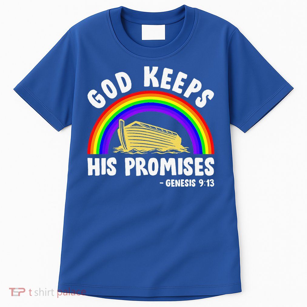 Christian Noah Ark Jesus God Keeps His Promises Rainbow Tall T-Shirt