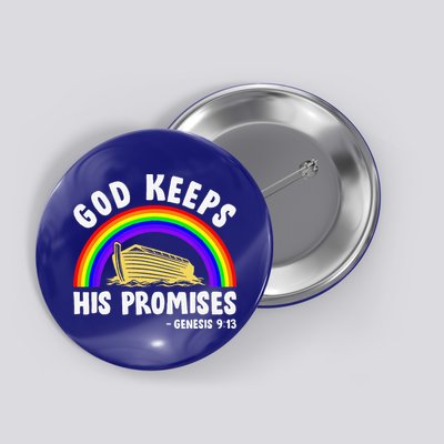 Christian Noah Ark Jesus God Keeps His Promises Rainbow Button
