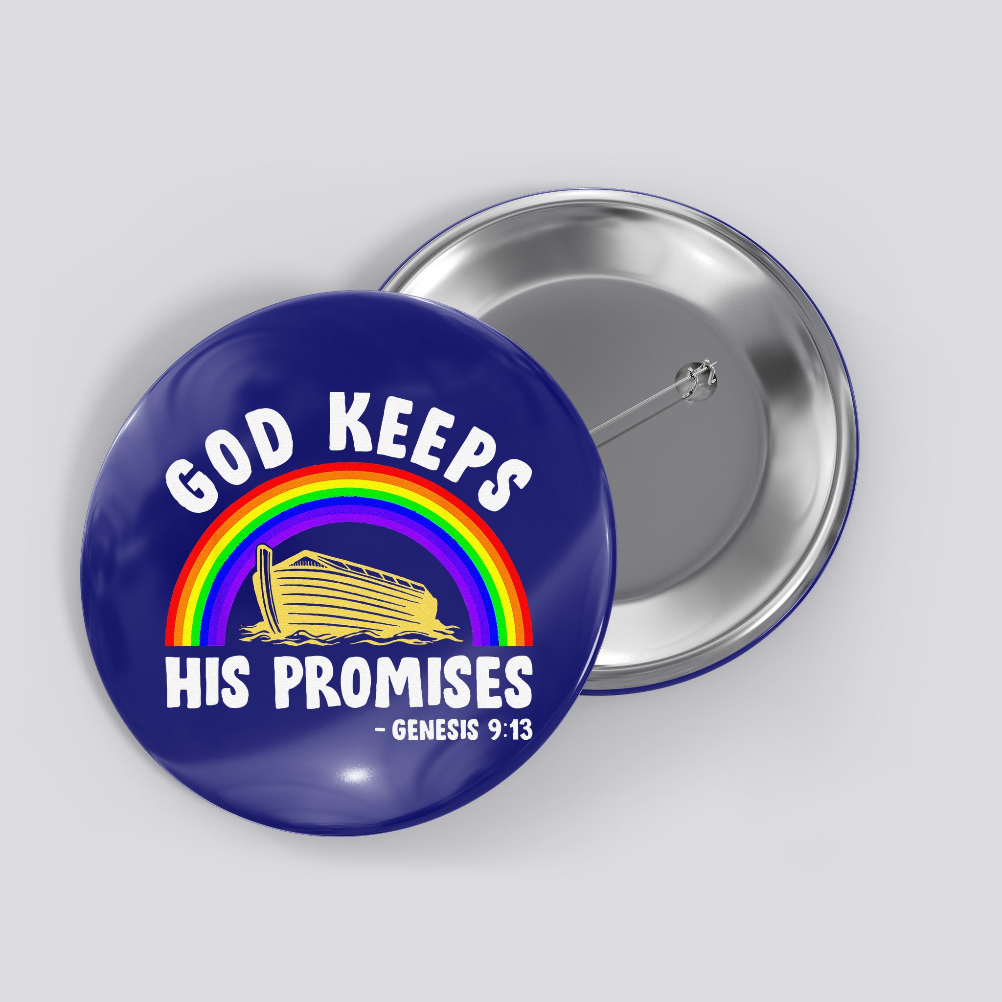 Christian Noah Ark Jesus God Keeps His Promises Rainbow Button