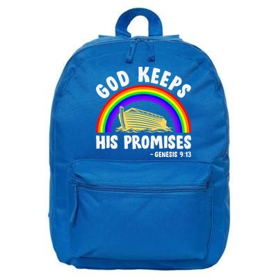 Christian Noah Ark Jesus God Keeps His Promises Rainbow 16 in Basic Backpack