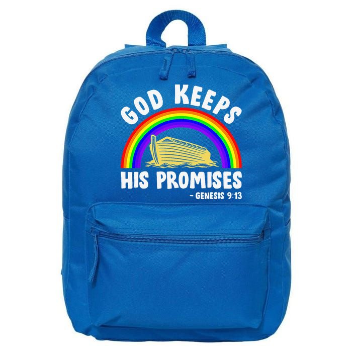 Christian Noah Ark Jesus God Keeps His Promises Rainbow 16 in Basic Backpack