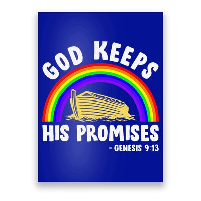 Christian Noah Ark Jesus God Keeps His Promises Rainbow Poster