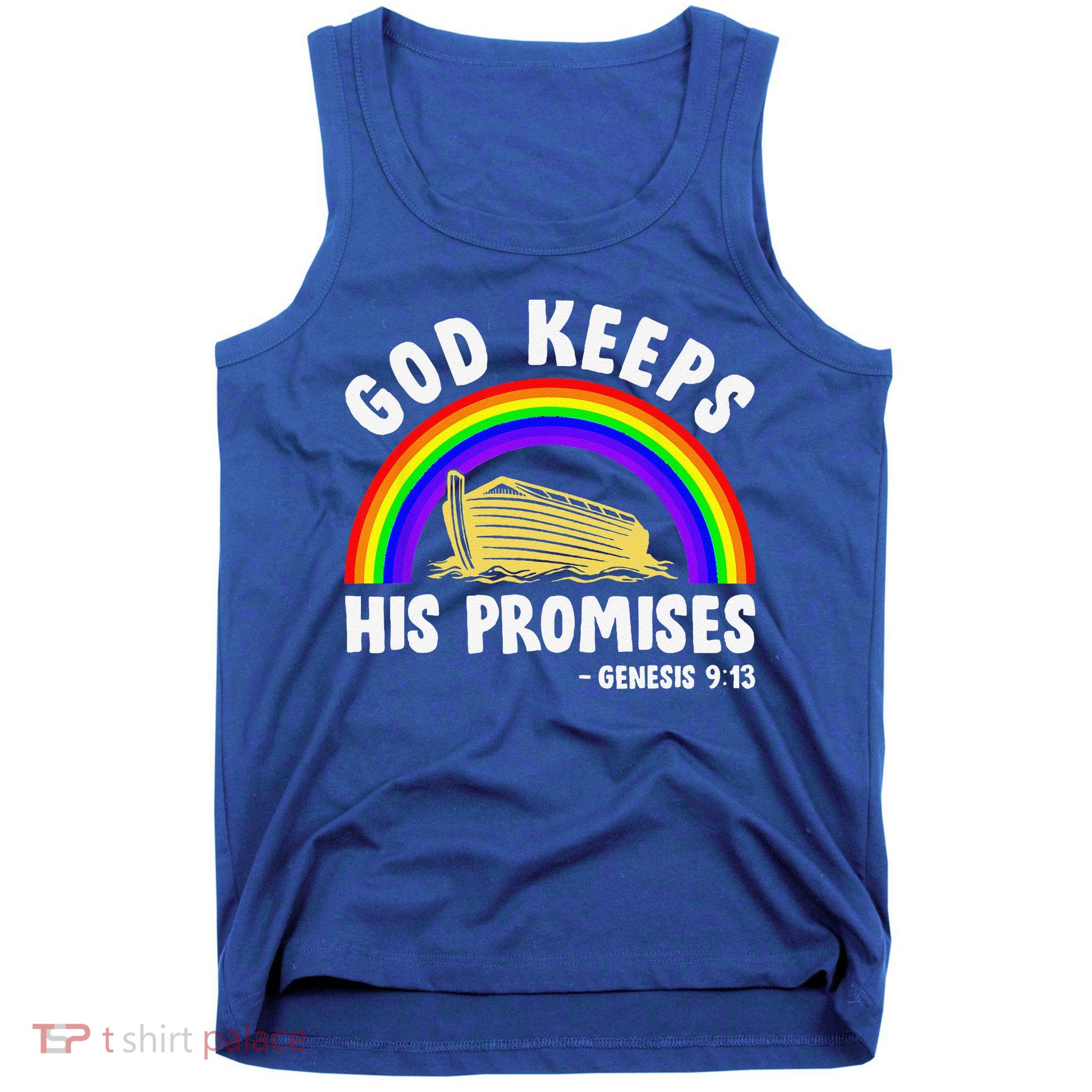 Christian Noah Ark Jesus God Keeps His Promises Rainbow Tank Top