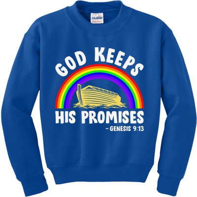 Christian Noah Ark Jesus God Keeps His Promises Rainbow Kids Sweatshirt