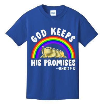 Christian Noah Ark Jesus God Keeps His Promises Rainbow Kids T-Shirt