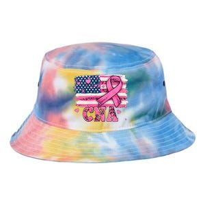 Cna Nurse American Flag P.I.N.K Ribbon Breast Cancer Awareness Tie Dye Newport Bucket Hat