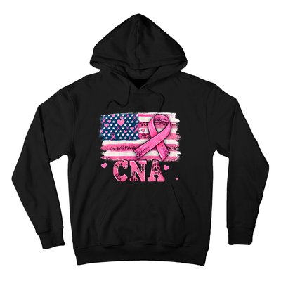 Cna Nurse American Flag P.I.N.K Ribbon Breast Cancer Awareness Hoodie