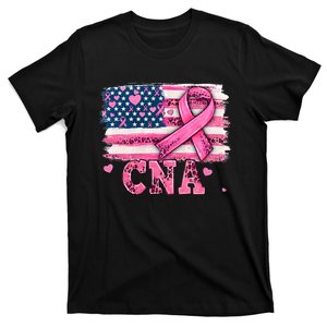 Cna Nurse American Flag P.I.N.K Ribbon Breast Cancer Awareness T-Shirt