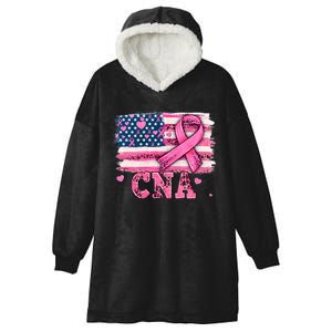 Cna Nurse American Flag P.I.N.K Ribbon Breast Cancer Awareness Hooded Wearable Blanket